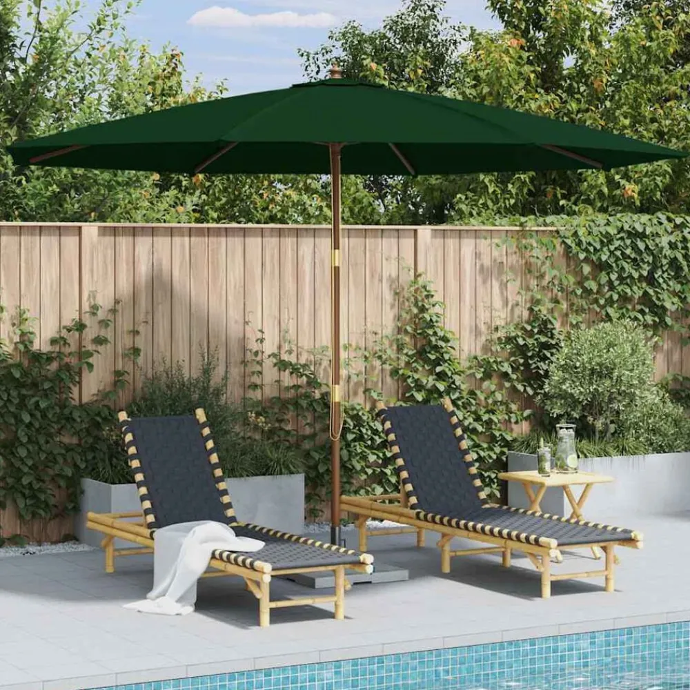 vidaXL Parasol d'extérieur avec mât en bois 350 cm
