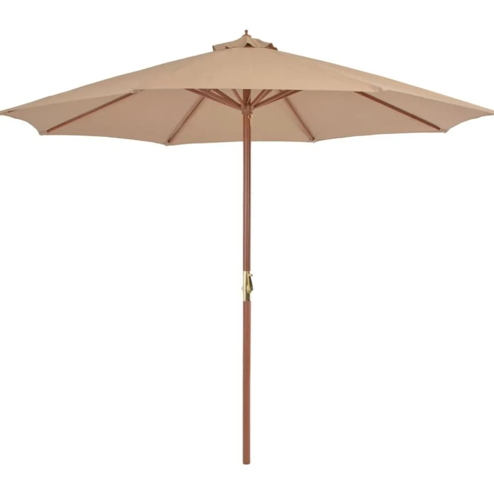 Pelouses & Jardins-vidaXL Parasol d'extérieur avec mât en bois 300 cm taupe Marron