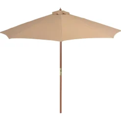 Pelouses & Jardins-vidaXL Parasol d'extérieur avec mât en bois 300 cm taupe Marron