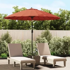 Pelouses & Jardins-vidaXL Parasol d'extérieur et mât avec aluminium 270 cm terre cuite Couleur terre cuite