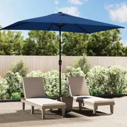 Pelouses & Jardins-vidaXL Parasol d'extérieur avec poteau en métal 300x200 cm Azuré
