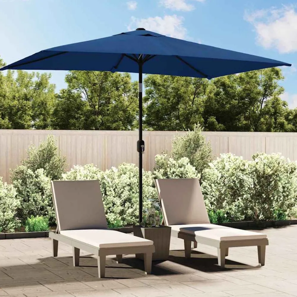 Pelouses & Jardins-vidaXL Parasol d'extérieur avec poteau en métal 300x200 cm Azuré