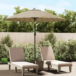 Pelouses & Jardins-vidaXL Parasol d'extérieur avec mât en aluminium 270 cm Taupe