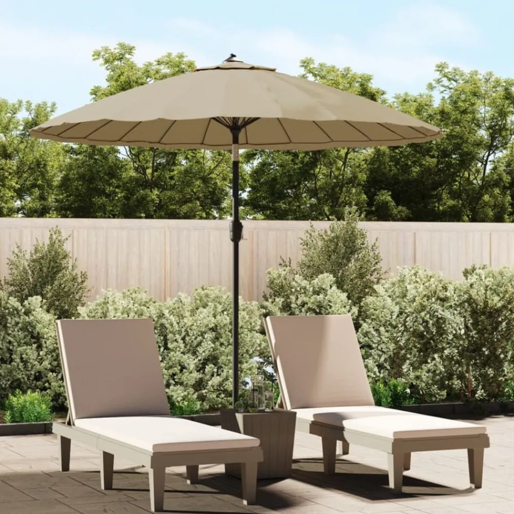Pelouses & Jardins-vidaXL Parasol d'extérieur avec mât en aluminium 270 cm Taupe