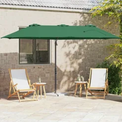 Pelouses & Jardins-vidaXL Parasol 372 x 198 x 243 cm Polyester et Aluminium Vert