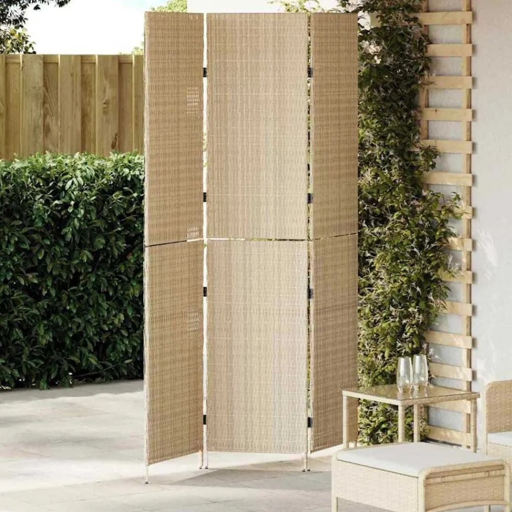 Séparateurs De Pièces-vidaXL Paravent 147 x 180 cm polyrotin Beige