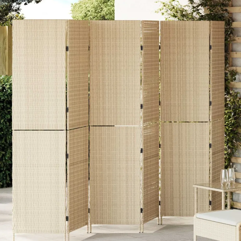 Séparateurs De Pièces-vidaXL Paravent 292 x 180 cm polyrotin Beige