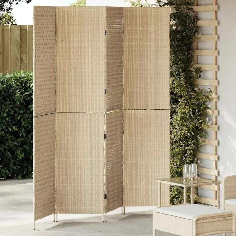 Séparateurs De Pièces-vidaXL Paravent 195 x 180 cm polyrotin Beige