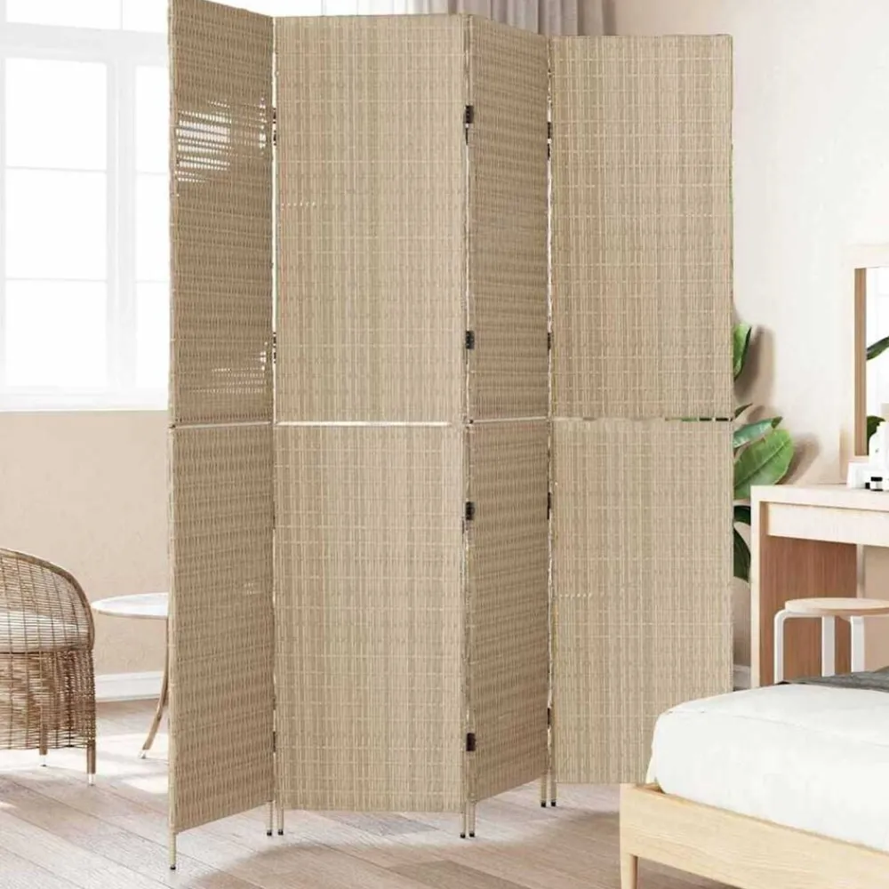 Séparateurs De Pièces-vidaXL Paravent 195 x 180 cm polyrotin Beige