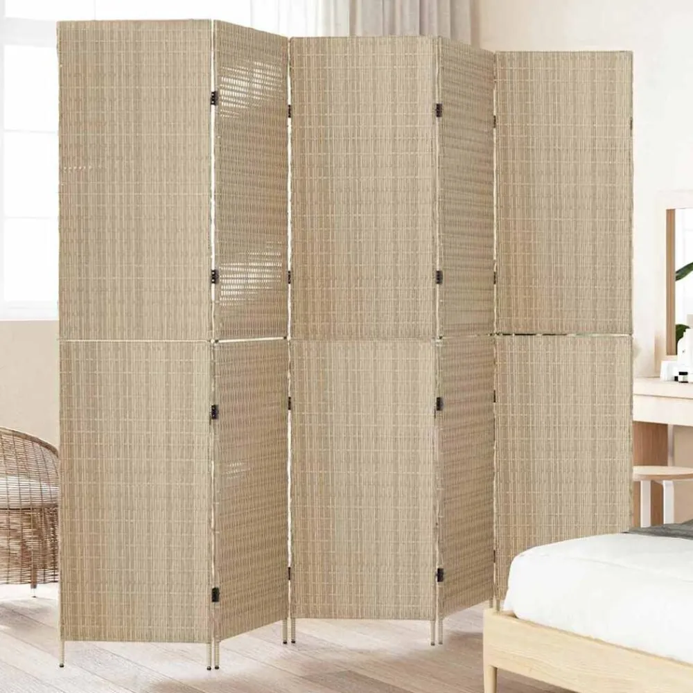 Séparateurs De Pièces-vidaXL Paravent 242 x 180 cm. polyrotin Beige