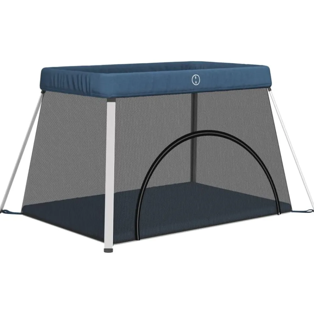 Jouets & Équipement D'Éveil Pour Bébés-vidaXL Parc pour bébé avec matelas marine Tissu de lin Bleu