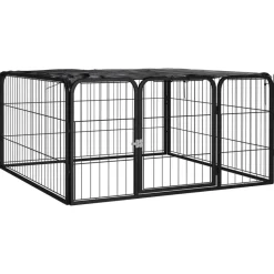 Articles Pour Animaux De Compagnie-vidaXL Parc pour chien 4 panneaux Noir 100x50cm Acier enduit de poudre