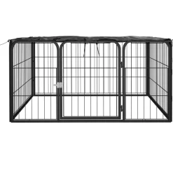 Articles Pour Animaux De Compagnie-vidaXL Parc pour chien 4 panneaux Noir 100x50cm Acier enduit de poudre