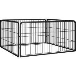 vidaXL Parc pour chien 4 panneaux Noir 100x50cm Acier enduit de poudre