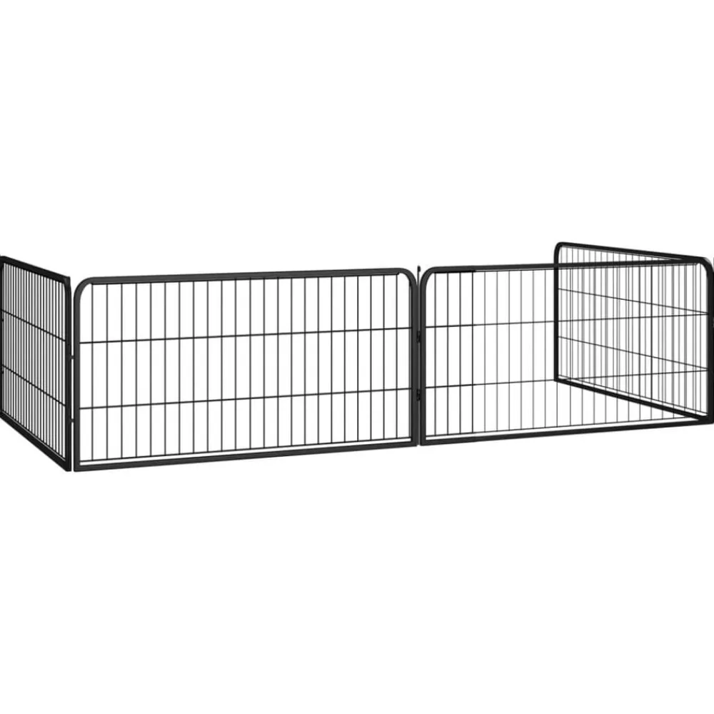 vidaXL Parc pour chien 4 panneaux Noir 100x50cm Acier enduit de poudre