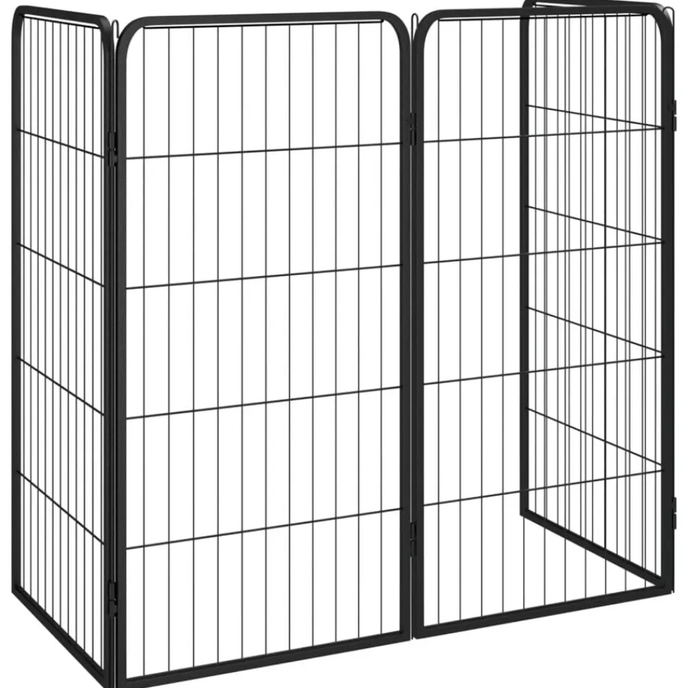 Articles Pour Animaux De Compagnie-vidaXL Parc pour chien 4 panneaux Noir 50x100cm Acier enduit de poudre