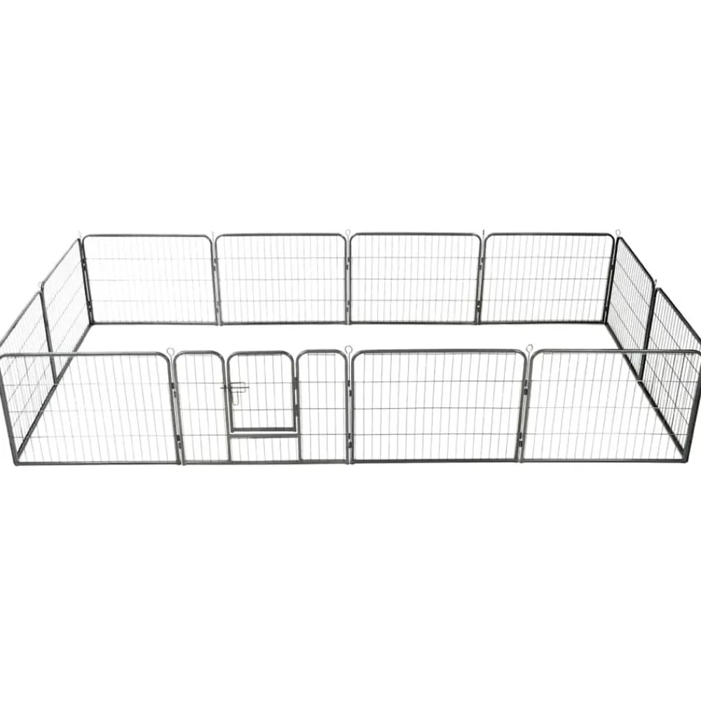 Articles Pour Animaux De Compagnie-vidaXL Parc pour chiens 12 panneaux Acier 80 x 60 cm Noir