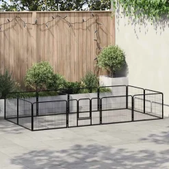 Articles Pour Animaux De Compagnie-vidaXL Parc pour chiens 12 panneaux Acier 80 x 60 cm Noir