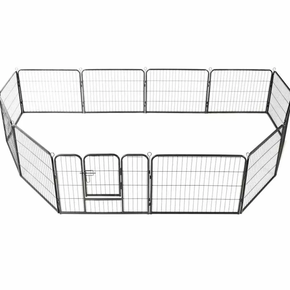 Articles Pour Animaux De Compagnie-vidaXL Parc pour chiens 12 panneaux Acier 80 x 60 cm Noir