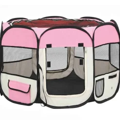 Articles Pour Animaux De Compagnie-vidaXL Parc pour chiens pliable avec sac de transport 90x90x58 cm Rose