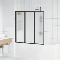 Plomberie-vidaXL Pare baignoire à 3 volets rétractables 117 x 120 cm