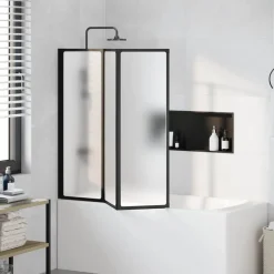Plomberie-vidaXL Pare baignoire à 3 volets rétractables 117 x 120 cm
