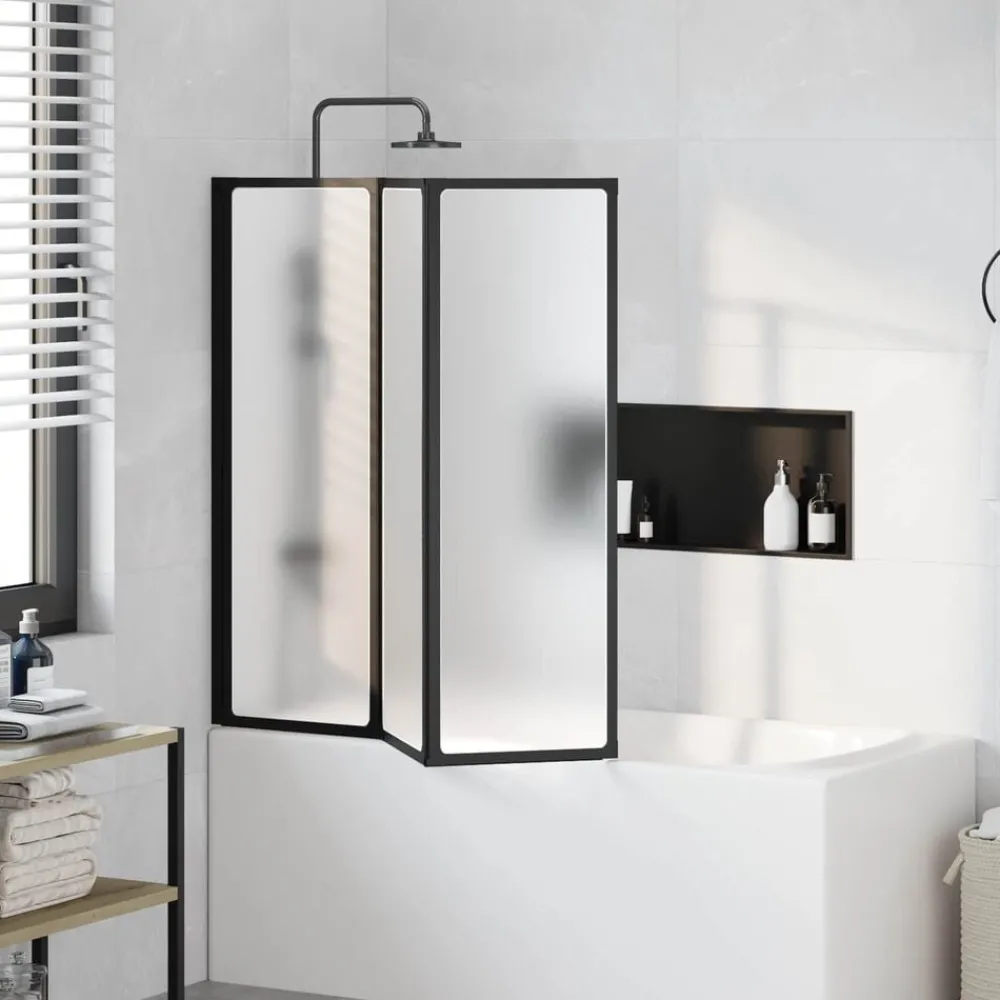 Plomberie-vidaXL Pare baignoire à 3 volets rétractables 117 x 120 cm