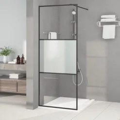 Plomberie-vidaXL Paroi de douche 80x195 cm Verre ESG demi-dépoli Noir