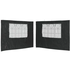 Pelouses & Jardins-vidaXL Paroi de tente de réception 2 pcs avec fenêtre PE Anthracite