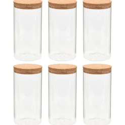 Arts De La Table & Arts Culinaires-vidaXL 6pcs Pots de conservation en verre et couvercle en liège 1400ml
