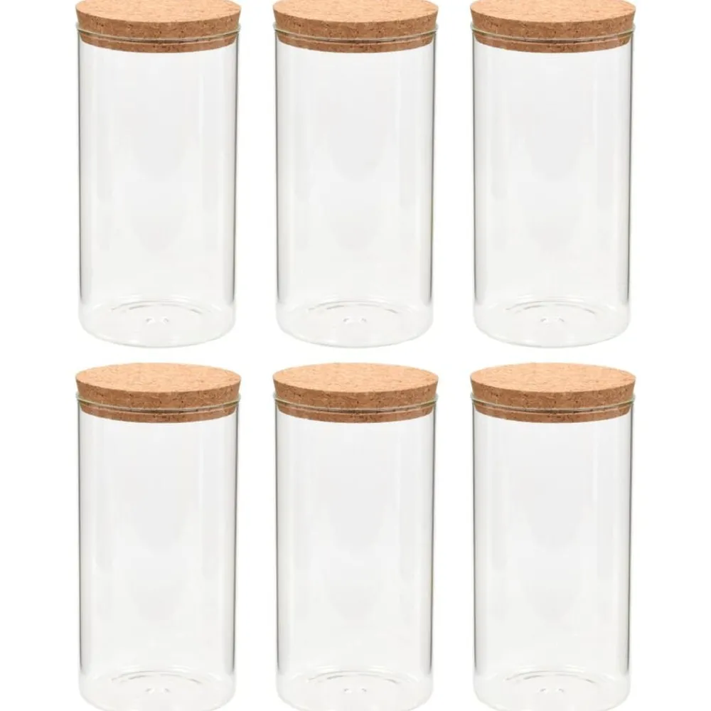 Arts De La Table & Arts Culinaires-vidaXL 6pcs Pots de conservation en verre et couvercle en liège 1400ml