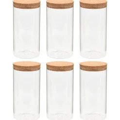 Arts De La Table & Arts Culinaires-vidaXL 6pcs Pots de conservation en verre et couvercle en liège 1100ml