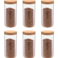 Arts De La Table & Arts Culinaires-vidaXL 6pcs Pots de conservation en verre et couvercle en liège 1100ml