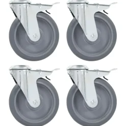 Manutention De Matériaux-vidaXL 4pcs Roulettes pivotantes à trou de boulon à double frein 125mm
