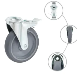 Manutention De Matériaux-vidaXL 4pcs Roulettes pivotantes à trou de boulon à double frein 125mm