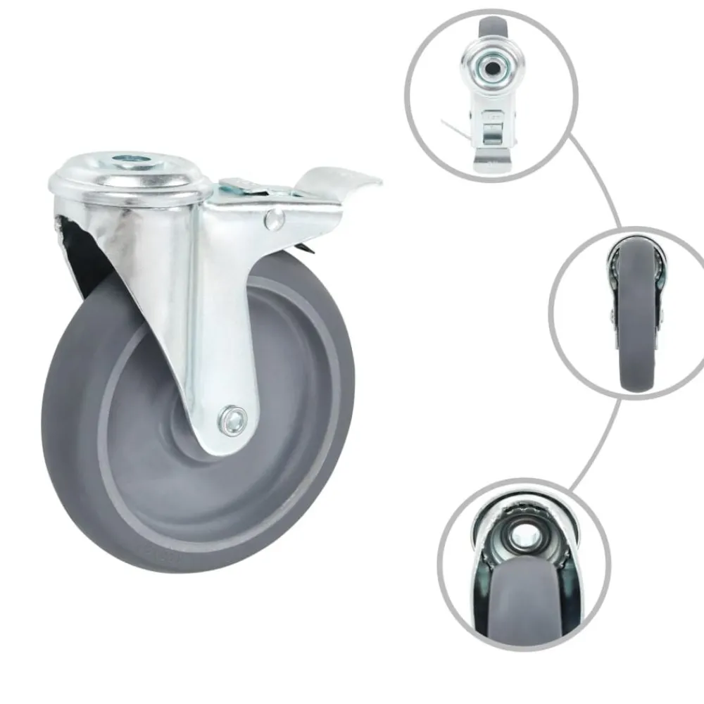 Manutention De Matériaux-vidaXL 4pcs Roulettes pivotantes à trou de boulon à double frein 125mm
