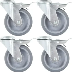 Manutention De Matériaux-vidaXL 4pcs Roulettes pivotantes à trou de boulon à double frein 100mm