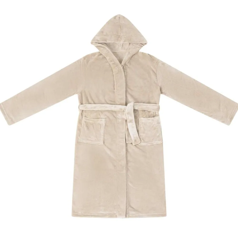 Vêtements & Accessoires-vidaXL Peignoir avec capuche s Flanelle Beige