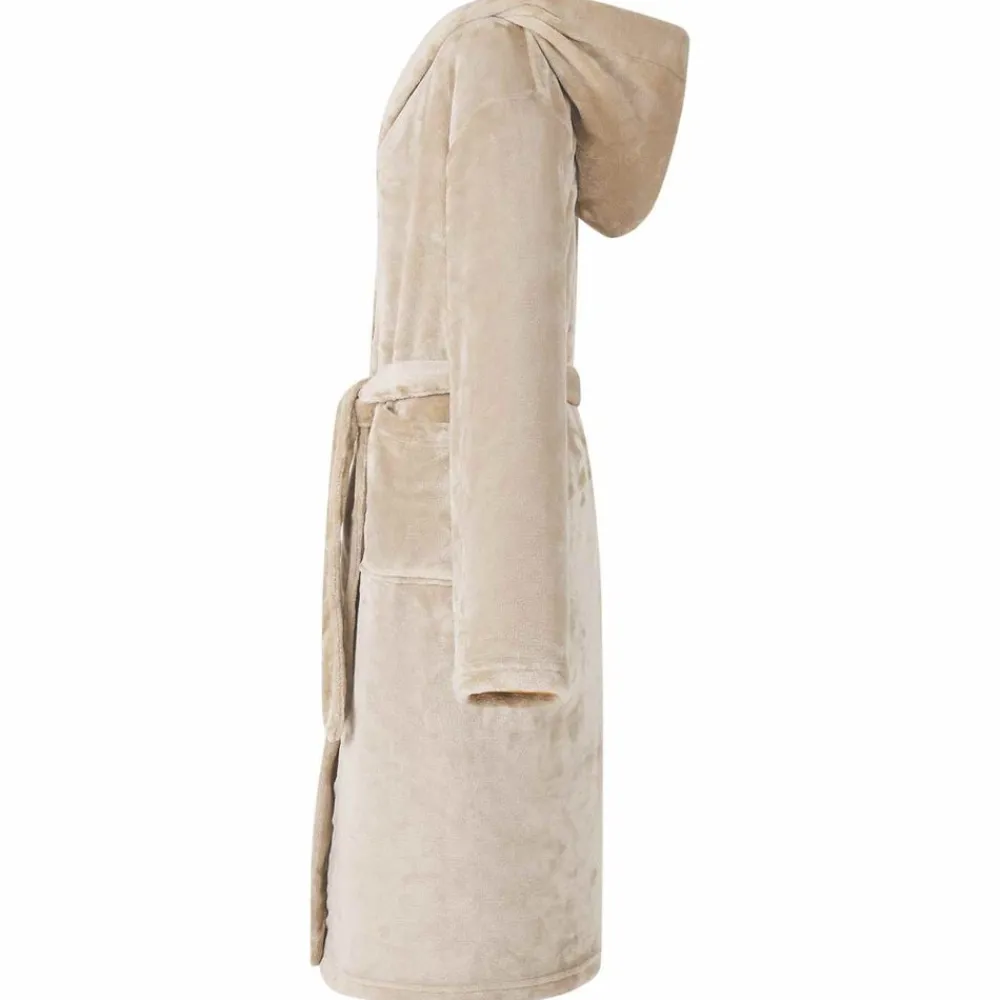 Vêtements & Accessoires-vidaXL Peignoir avec capuche s Flanelle Beige