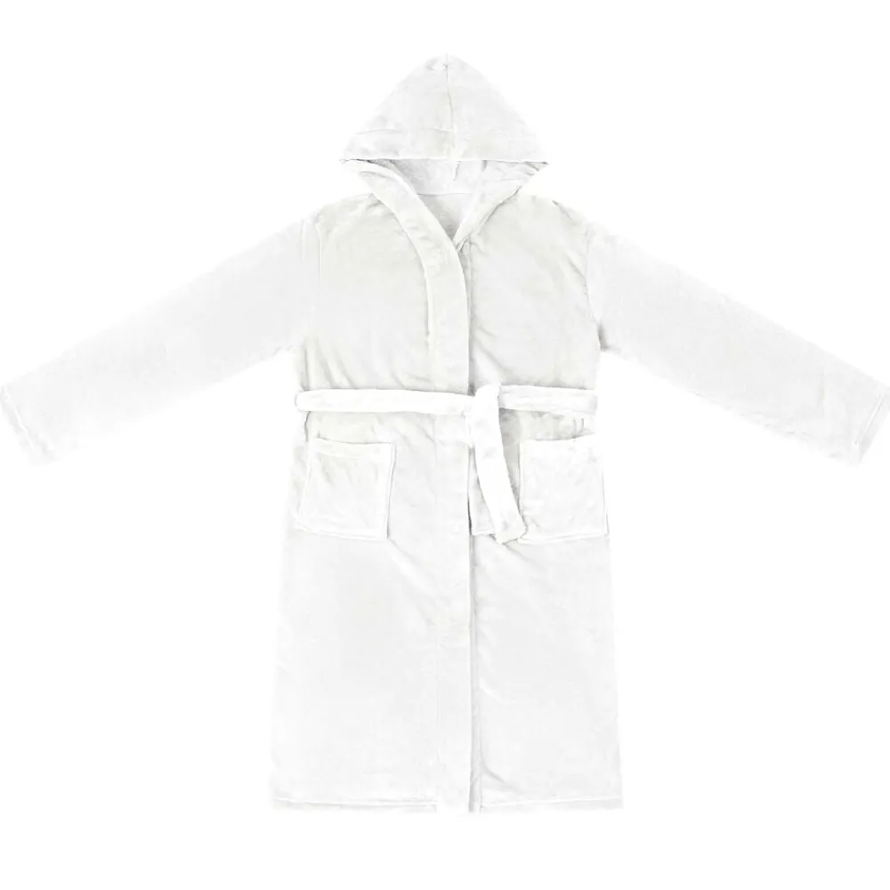 Vêtements & Accessoires-vidaXL Peignoir avec capuche s Flanelle Blanc