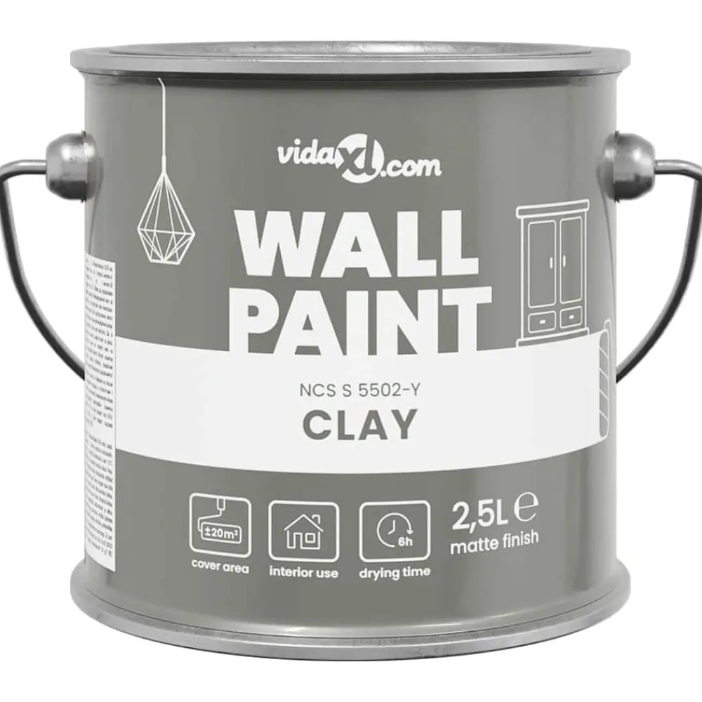 vidaXL Peinture murale Gris 2,5 L Impression murale