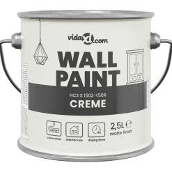Consommables De Construction-vidaXL Peinture murale Marron 2,5 L Impression murale Cr&egrave;me