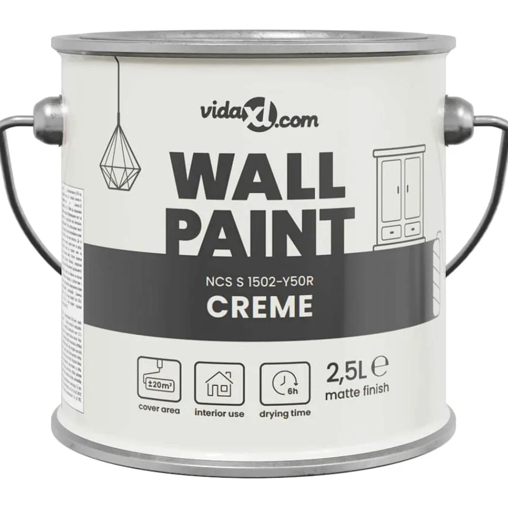 Consommables De Construction-vidaXL Peinture murale Marron 2,5 L Impression murale Crème