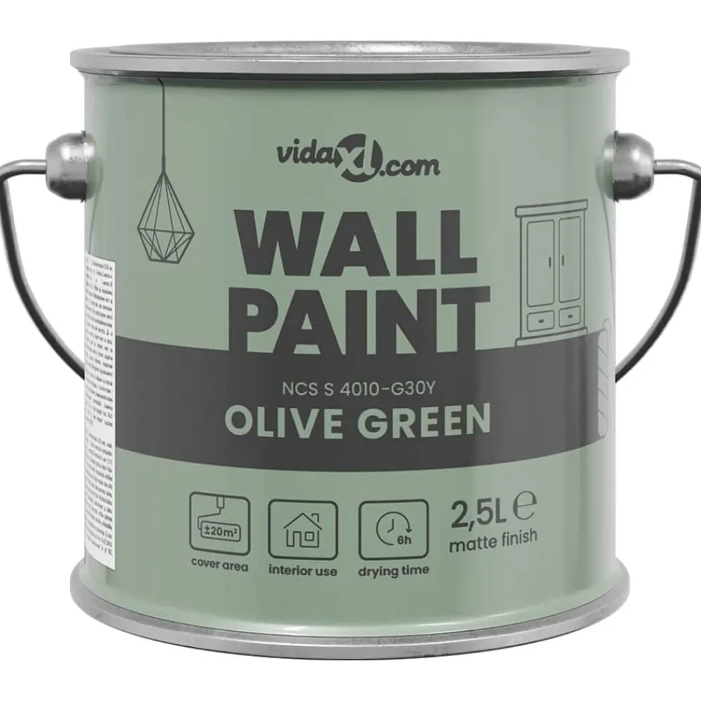 Consommables De Construction-vidaXL Peinture murale Vert 2,5 L Impression murale Vert olive
