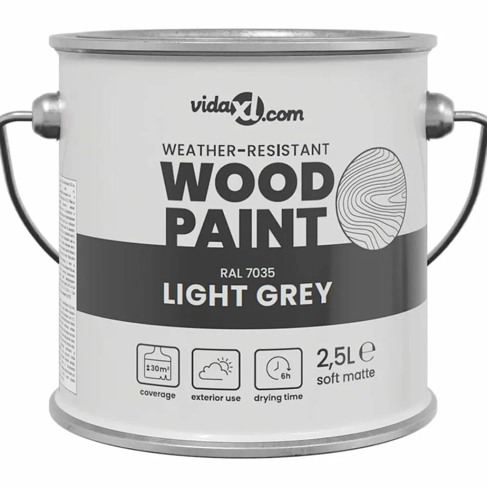 vidaXL Peinture pour bois Gris 2,5 L Impression murale