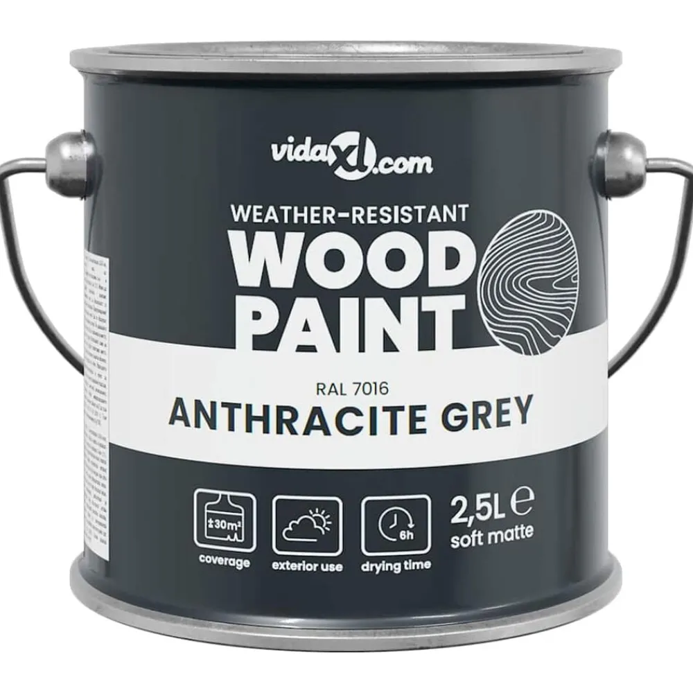 vidaXL Peinture pour bois Gris 2,5 L Impression murale