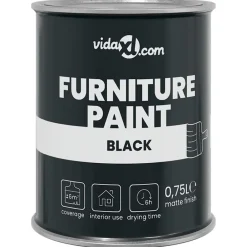 Consommables De Construction-vidaXL Peinture pour meubles 0,75 L Impression murale Noir