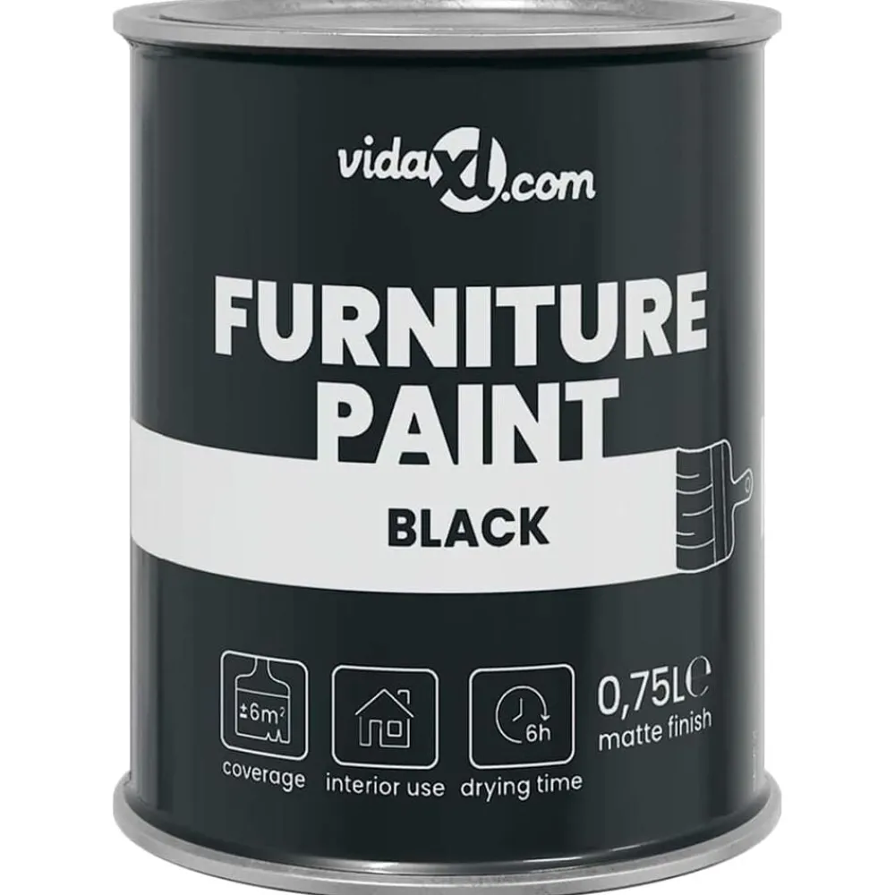Consommables De Construction-vidaXL Peinture pour meubles 0,75 L Impression murale Noir