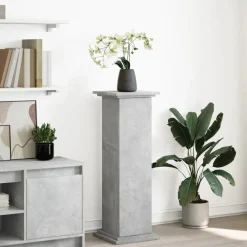 Pelouses & Jardins-vidaXL Piédestal avec rangement 31x30x90 cm bois ingénierie Gris béton