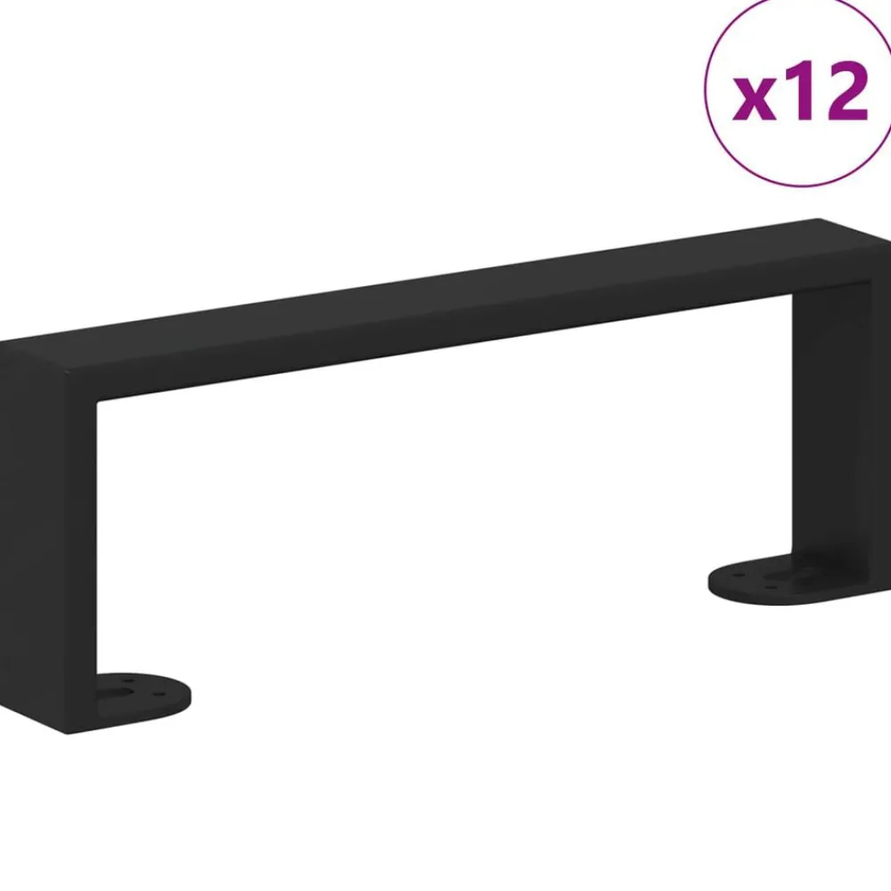 Accessoires De Quincaillerie-vidaXL Pieds de meuble 12 pcs Noir 281 x 40,5 x 100 mm Fer